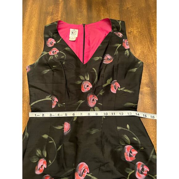 VINTAGE Corey Lynn Calter Women’s Silk Sleeveless Painted Floral Sheath Dress 6 - Picture 8 of 9